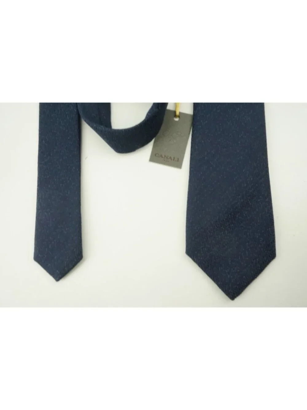 Canali Solid Woven Indigo Berry Blue Silk Tie Brand New With Tags